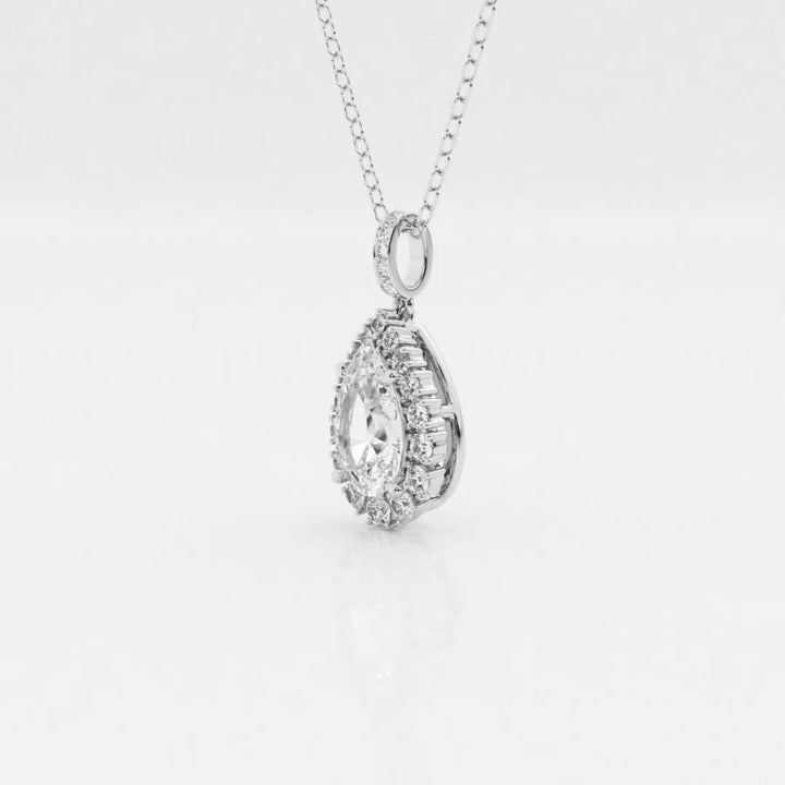 Lab Grown 3.10 CT Pear Cut Diamond Victorian Necklace Jewel Carts