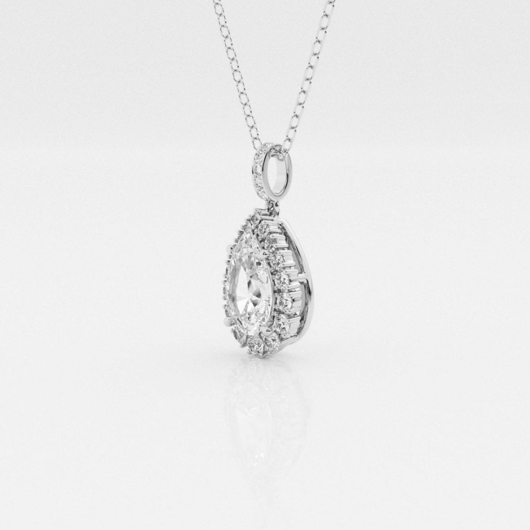 Lab Grown 3.10 CT Pear Cut Diamond Victorian Necklace Jewel Carts