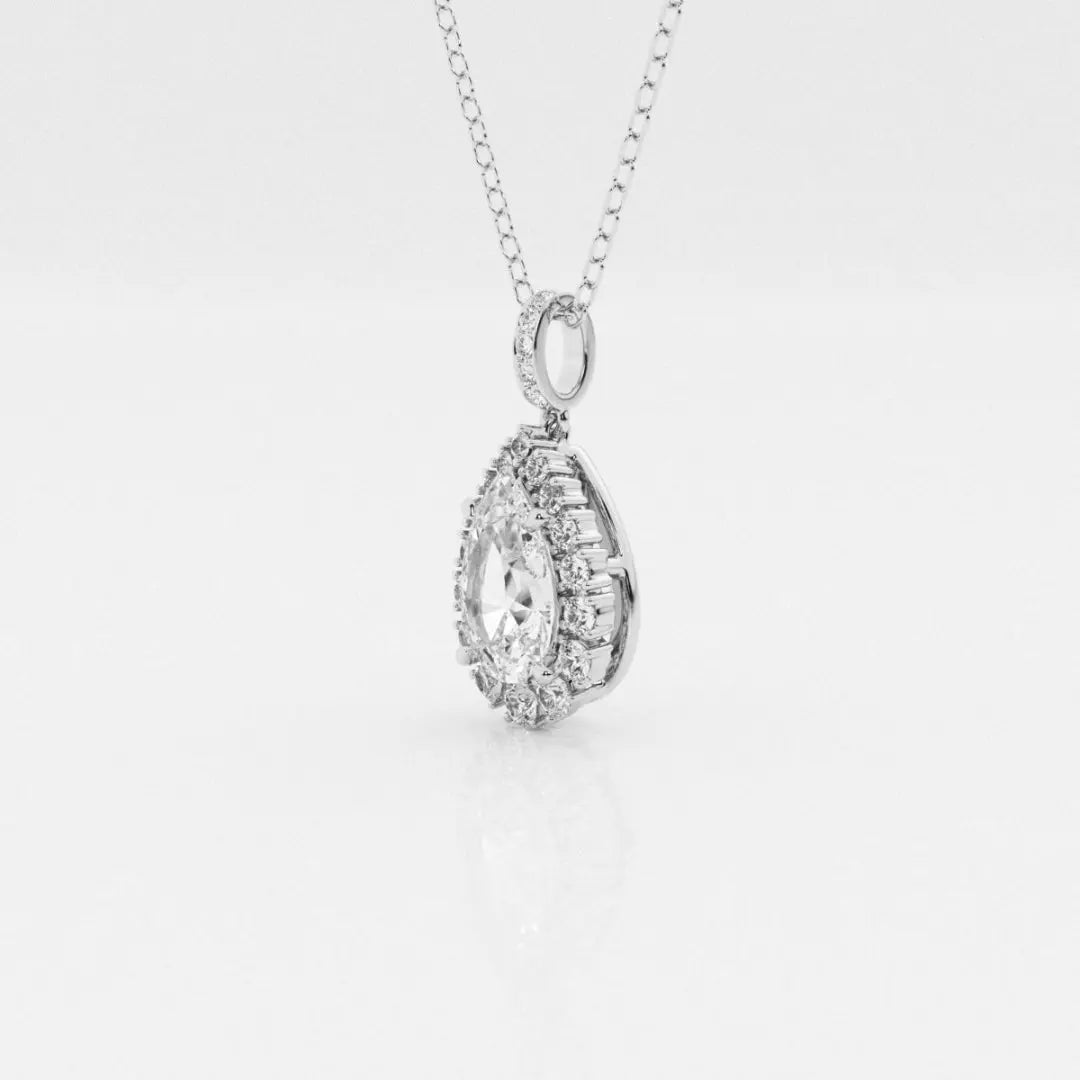 Lab Grown 3.10 CT Pear Cut Diamond Victorian Necklace Jewel Carts