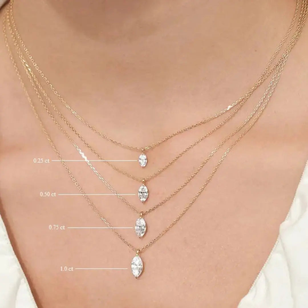 Marquise Cut 1.02 CT Lab Grown Diamond Necklace Luxury You Can Wear Jewel Carts
