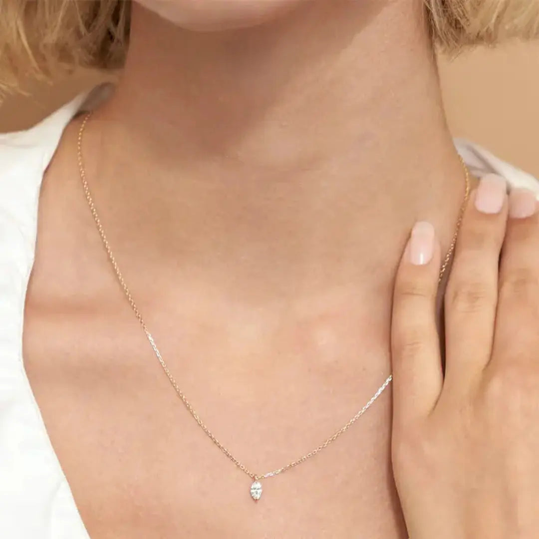 Marquise Cut 1.02 CT Lab Grown Diamond Necklace Luxury You Can Wear Jewel Carts