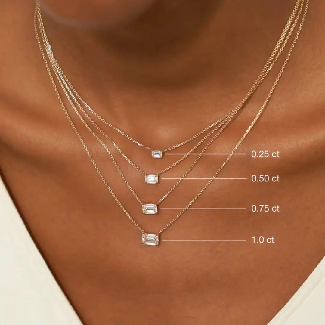 1.19 Emerald Cut Lab Grown Unique Wedding Necklace For Woman Jewel Carts