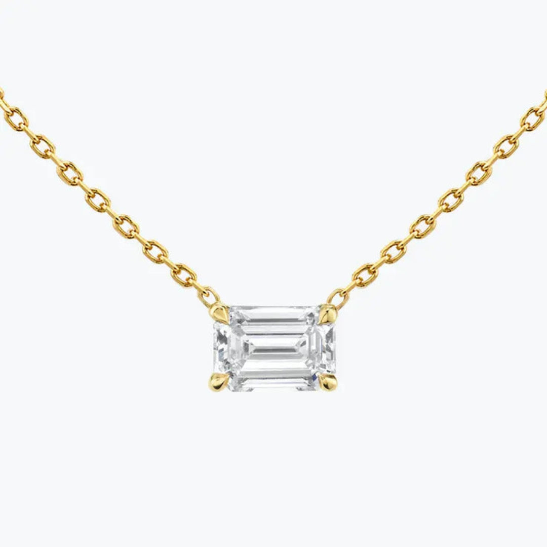 1.19 Emerald Cut Lab Grown Unique Wedding Necklace For Woman Jewel Carts