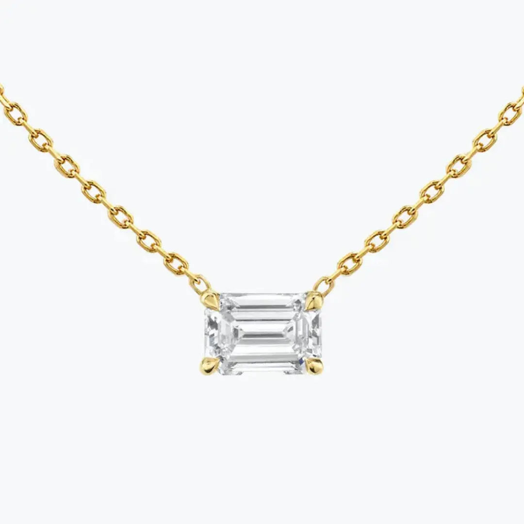 1.19 Emerald Cut Lab Grown Unique Wedding Necklace For Woman Jewel Carts