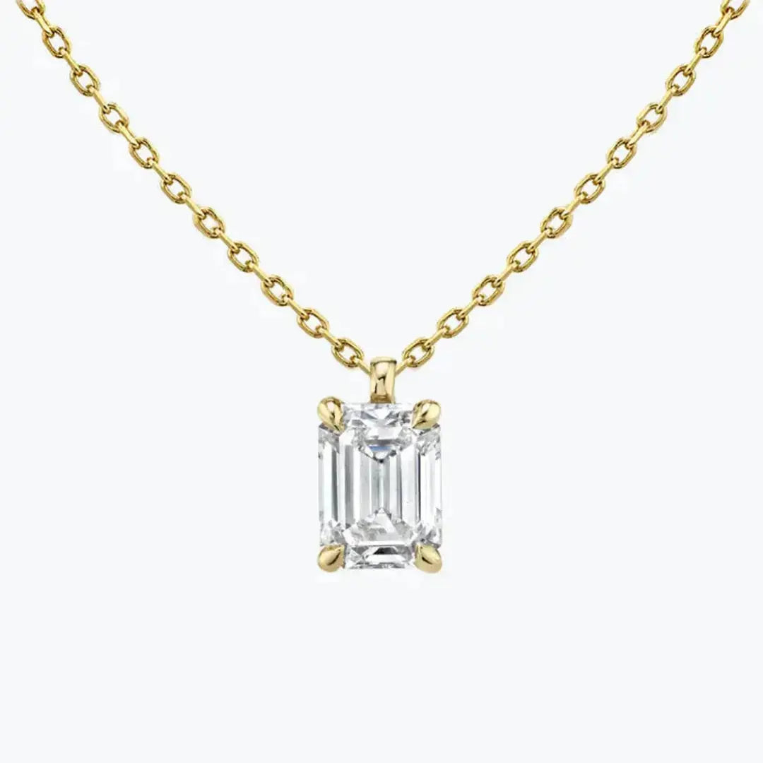 Emerald Cut 1.15 CT Lab Grown Diamond Solitaire Necklace for Gift Jewel Carts