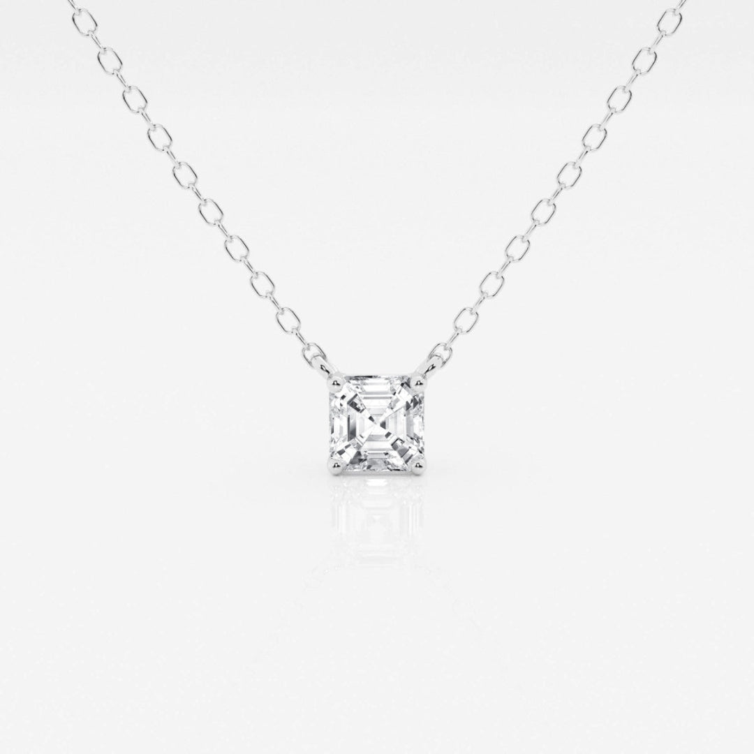 Lab Grown 1.52 CT Asscher Cut Diamond Mid-Century Necklace Jewel Carts
