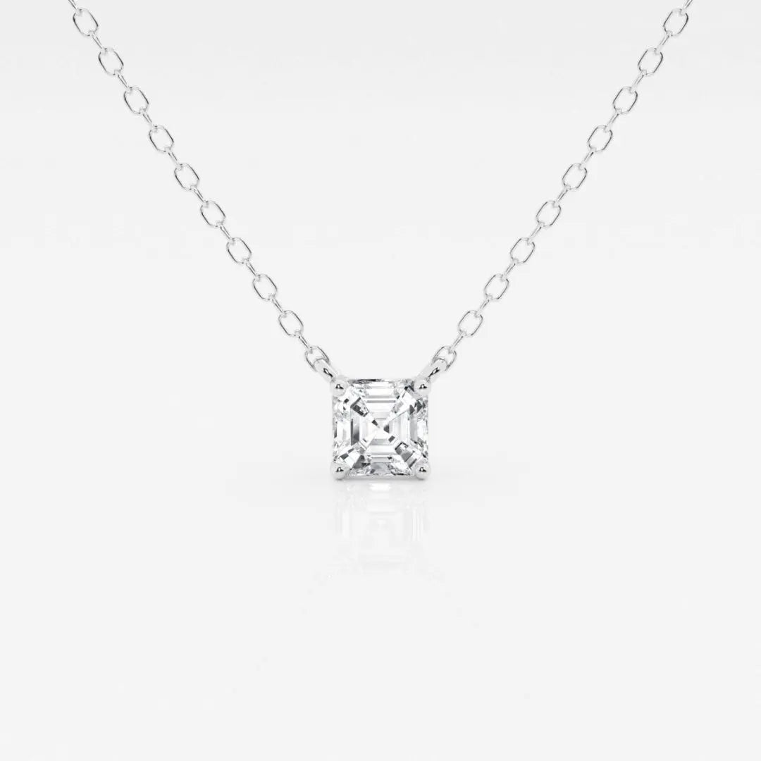 Lab Grown 1.52 CT Asscher Cut Diamond Mid-Century Necklace Jewel Carts