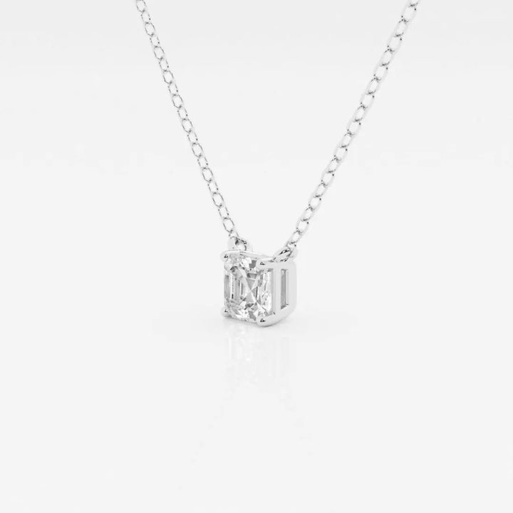 Lab Grown 1.52 CT Asscher Cut Diamond Mid-Century Necklace Jewel Carts