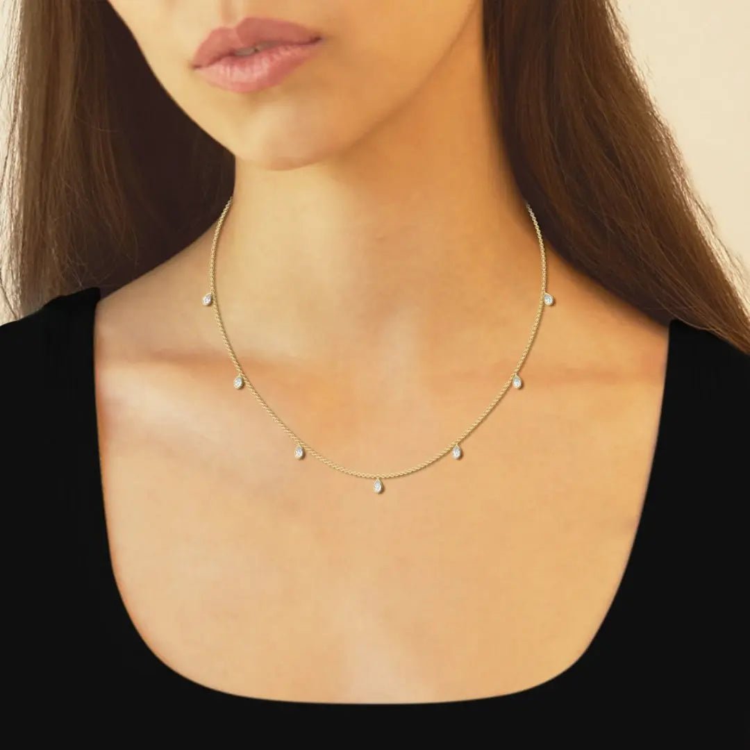 Lab Grown 1.45 CT Pear Cut Diamond Brutalist Necklace Jewel Carts