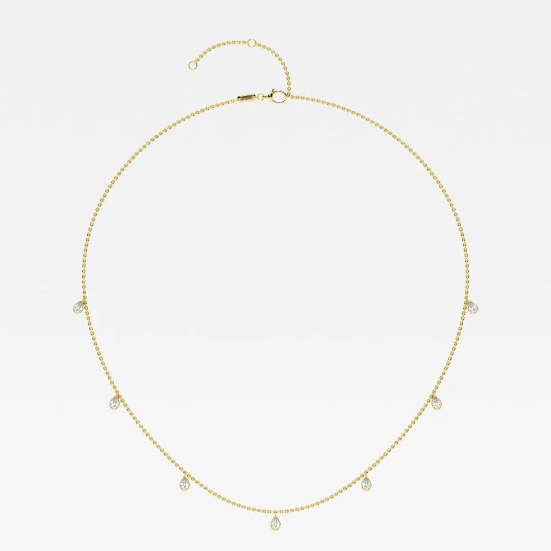 Lab Grown 1.45 CT Pear Cut Diamond Brutalist Necklace Jewel Carts
