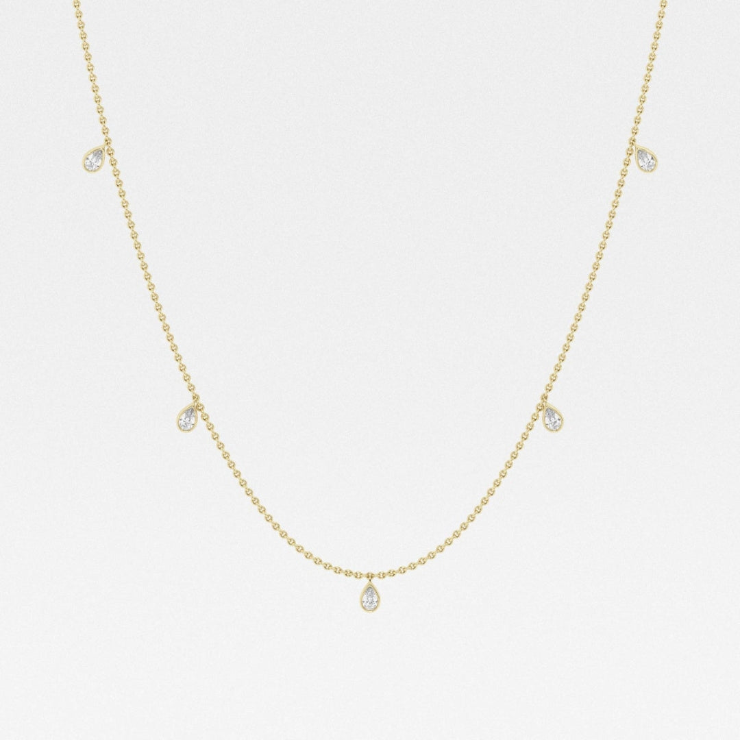Lab Grown 1.45 CT Pear Cut Diamond Brutalist Necklace Jewel Carts