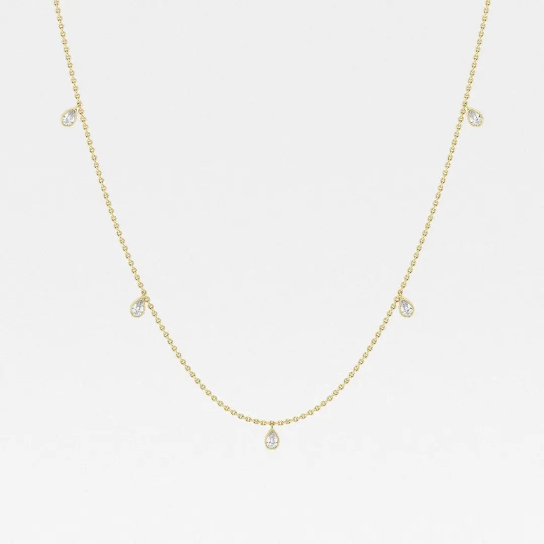 Lab Grown 1.45 CT Pear Cut Diamond Brutalist Necklace Jewel Carts