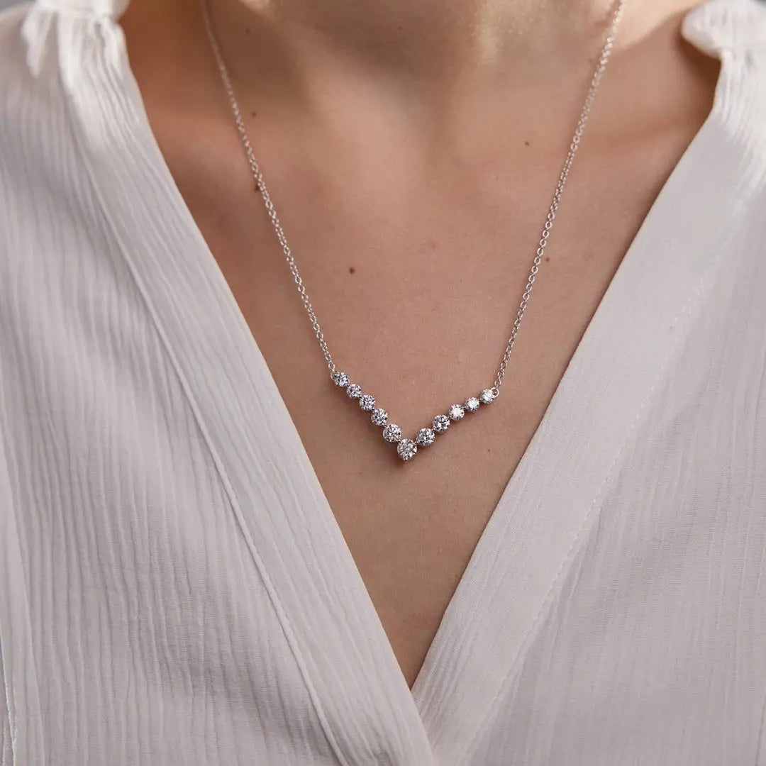 Lab Grown 1.39 CT Round Cut Diamond Edwardian Necklace Jewel Carts