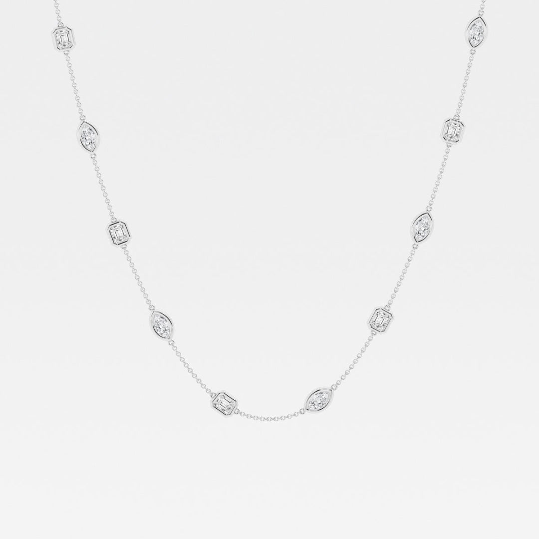 Lab Grown 1.49 CT Emerald & Marquise Cut Diamond Gothic Necklace