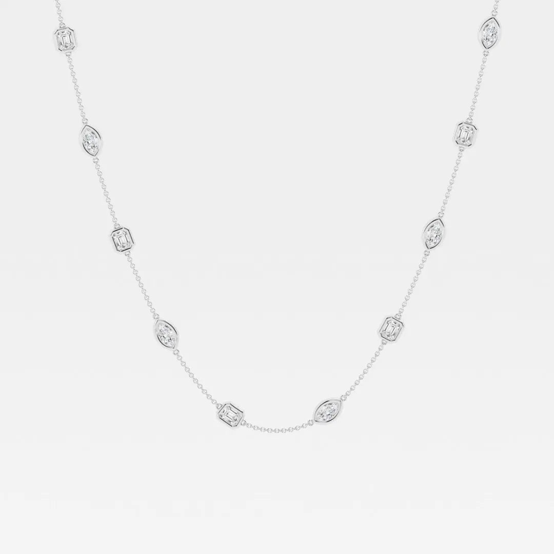 Lab Grown 1.49 CT Emerald & Marquise Cut Diamond Gothic Necklace Jewel Carts