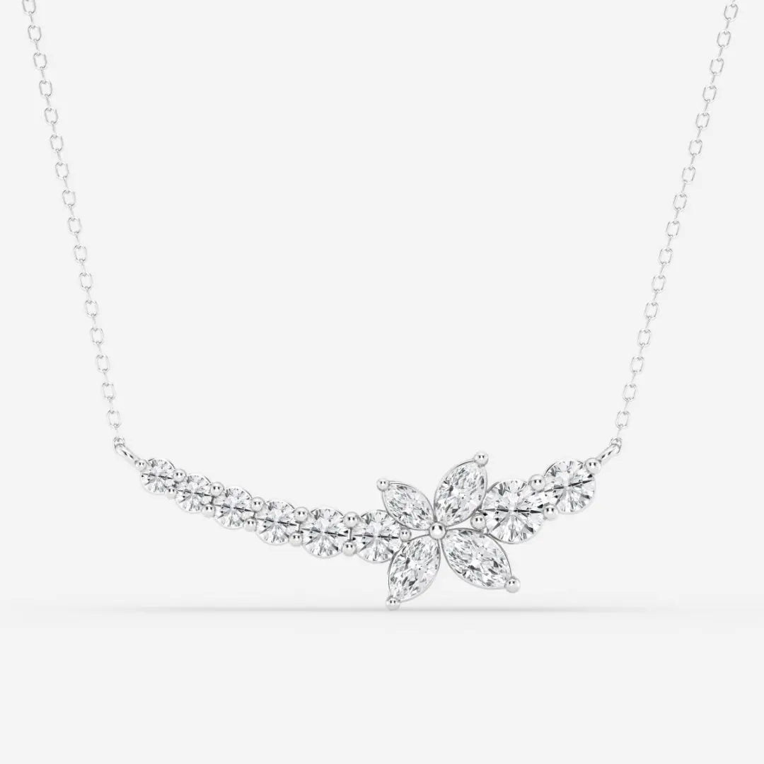 Lab Grown 2.31 CT Round Cut Diamond Art Deco Necklace Jewel Carts