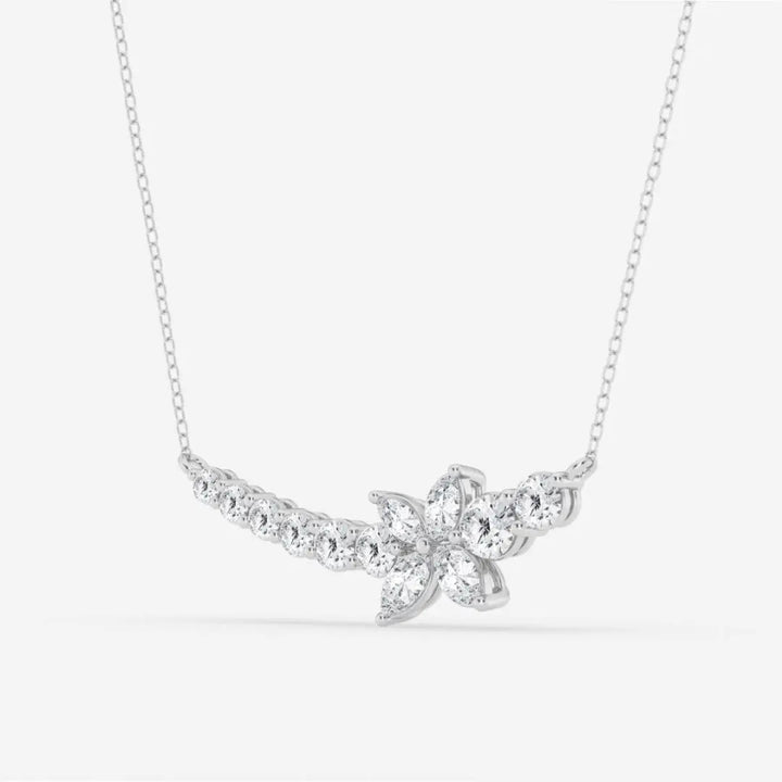 Lab Grown 2.31 CT Round Cut Diamond Art Deco Necklace Jewel Carts