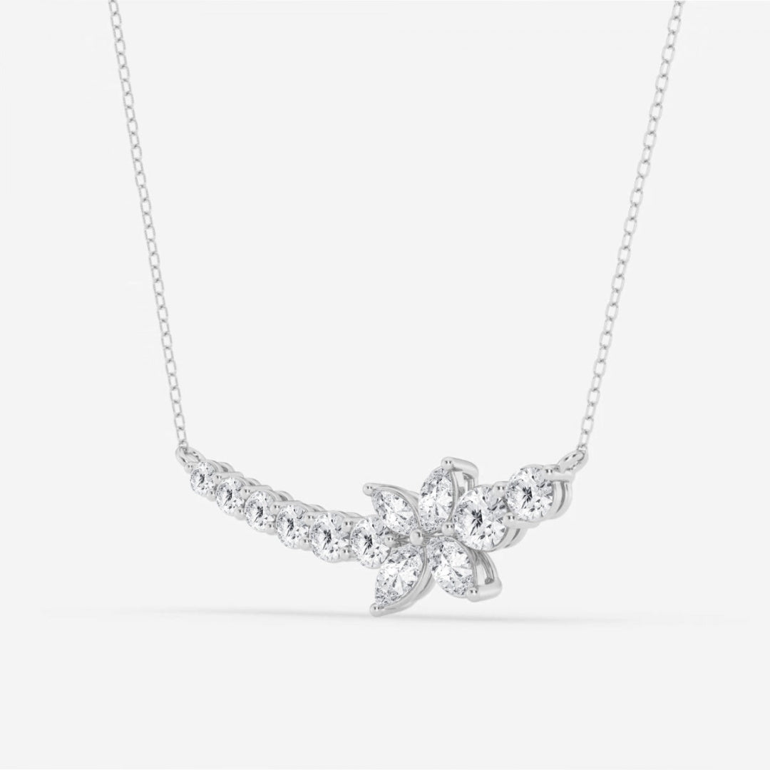 Lab Grown 2.31 CT Round Cut Diamond Art Deco Necklace Jewel Carts