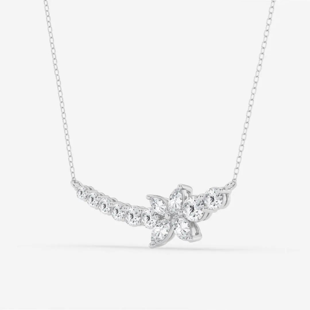 Lab Grown 2.31 CT Round Cut Diamond Art Deco Necklace Jewel Carts