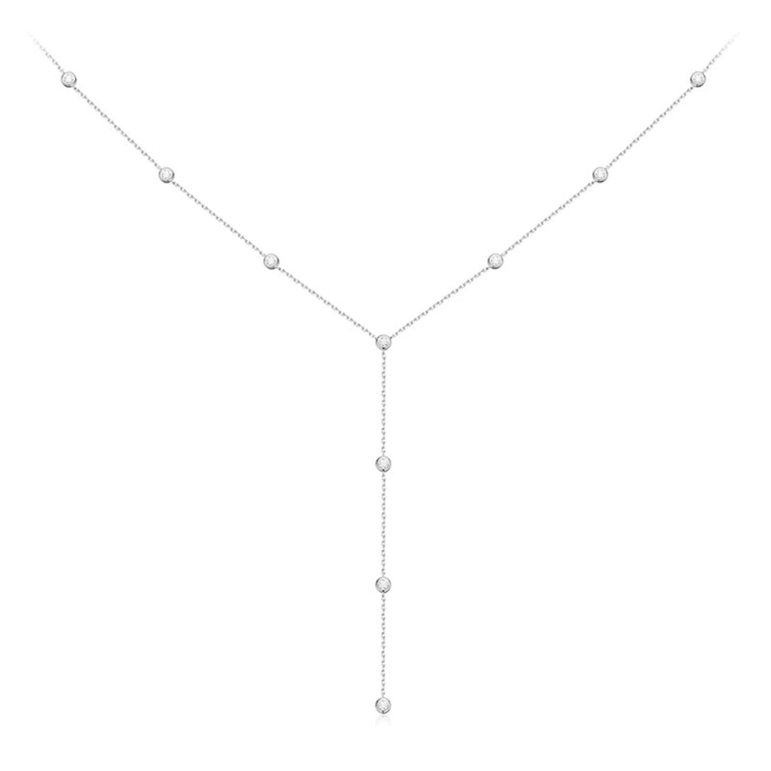 Lab Grown 1.92 CT Round Cut Diamond Mid-Century Necklace Jewel Carts
