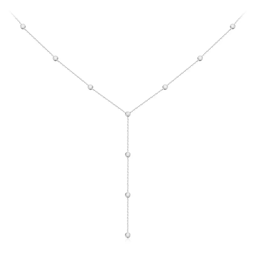 Lab Grown 1.92 CT Round Cut Diamond Mid-Century Necklace Jewel Carts