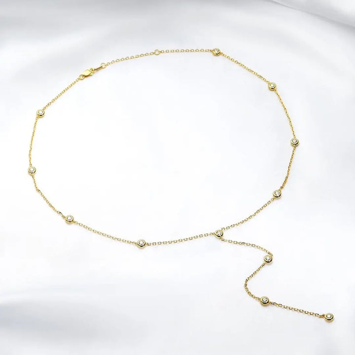 Lab Grown 1.92 CT Round Cut Diamond Mid-Century Necklace Jewel Carts
