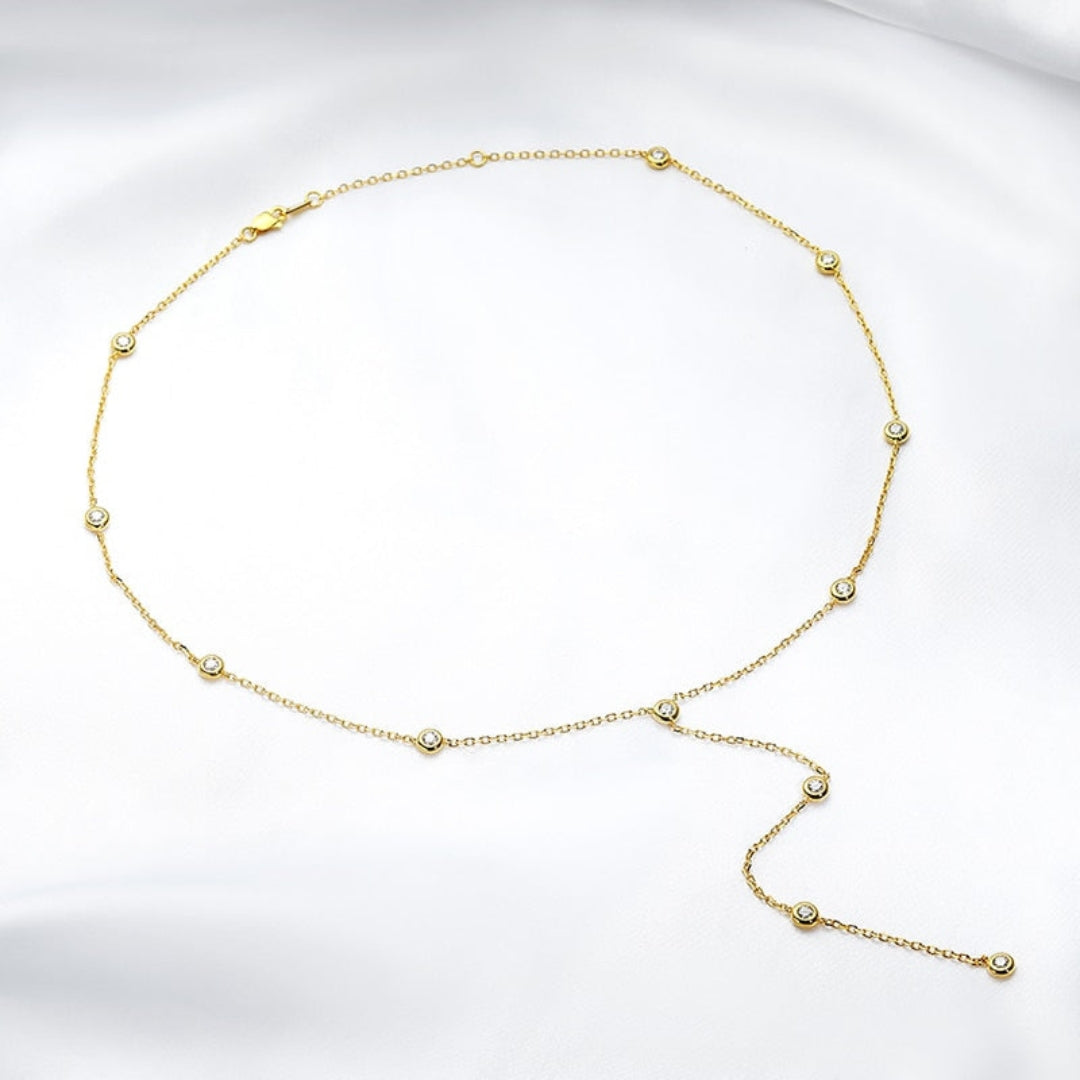 Lab Grown 1.92 CT Round Cut Diamond Mid-Century Necklace Jewel Carts
