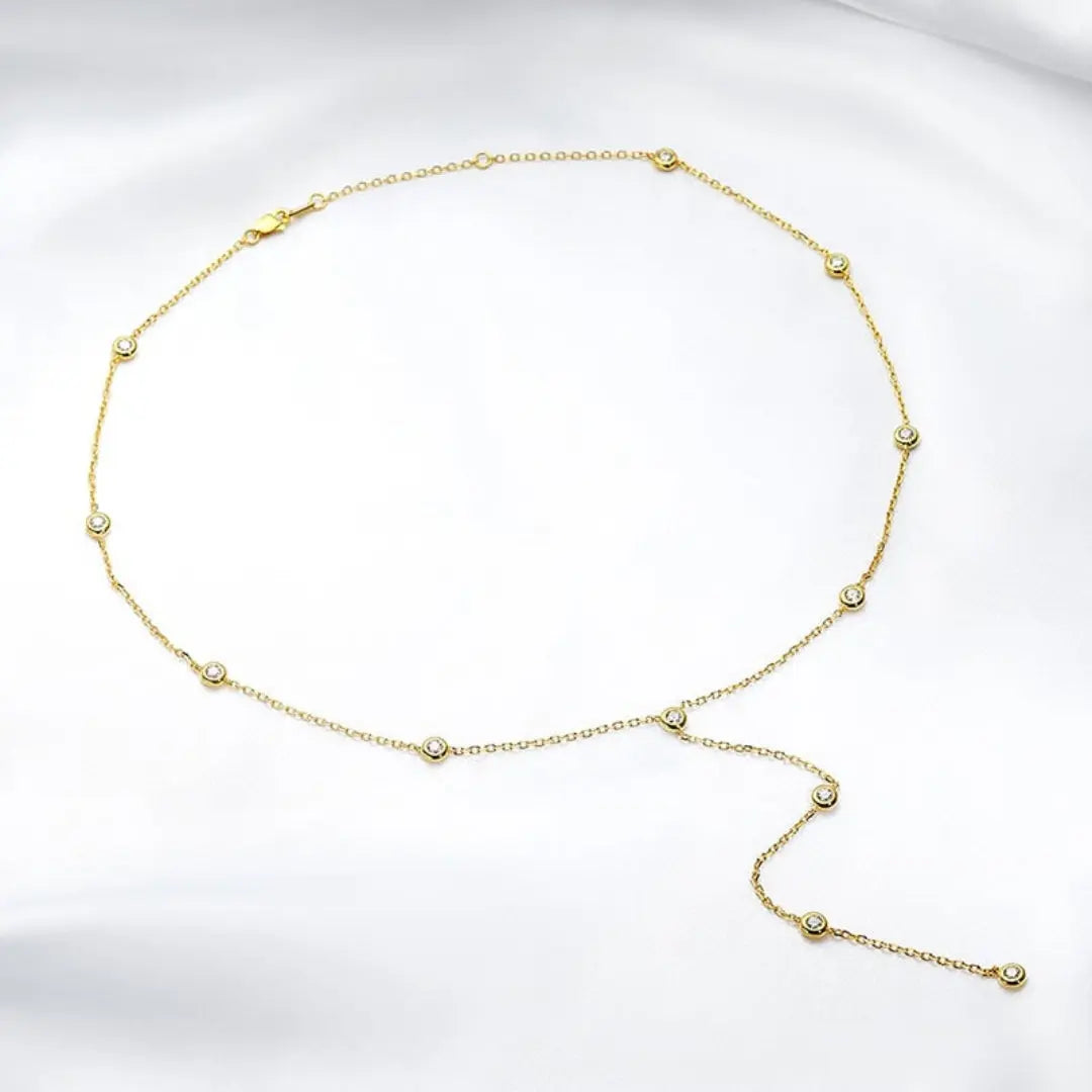 Lab Grown 1.92 CT Round Cut Diamond Mid-Century Necklace Jewel Carts