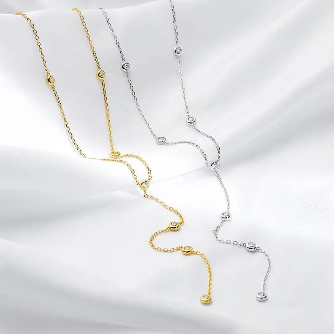 Lab Grown 1.92 CT Round Cut Diamond Mid-Century Necklace Jewel Carts