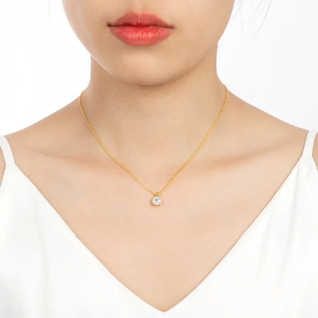 Lab Grown 3.00 CT Round Cut Diamond Minimalist Necklace Jewel Carts
