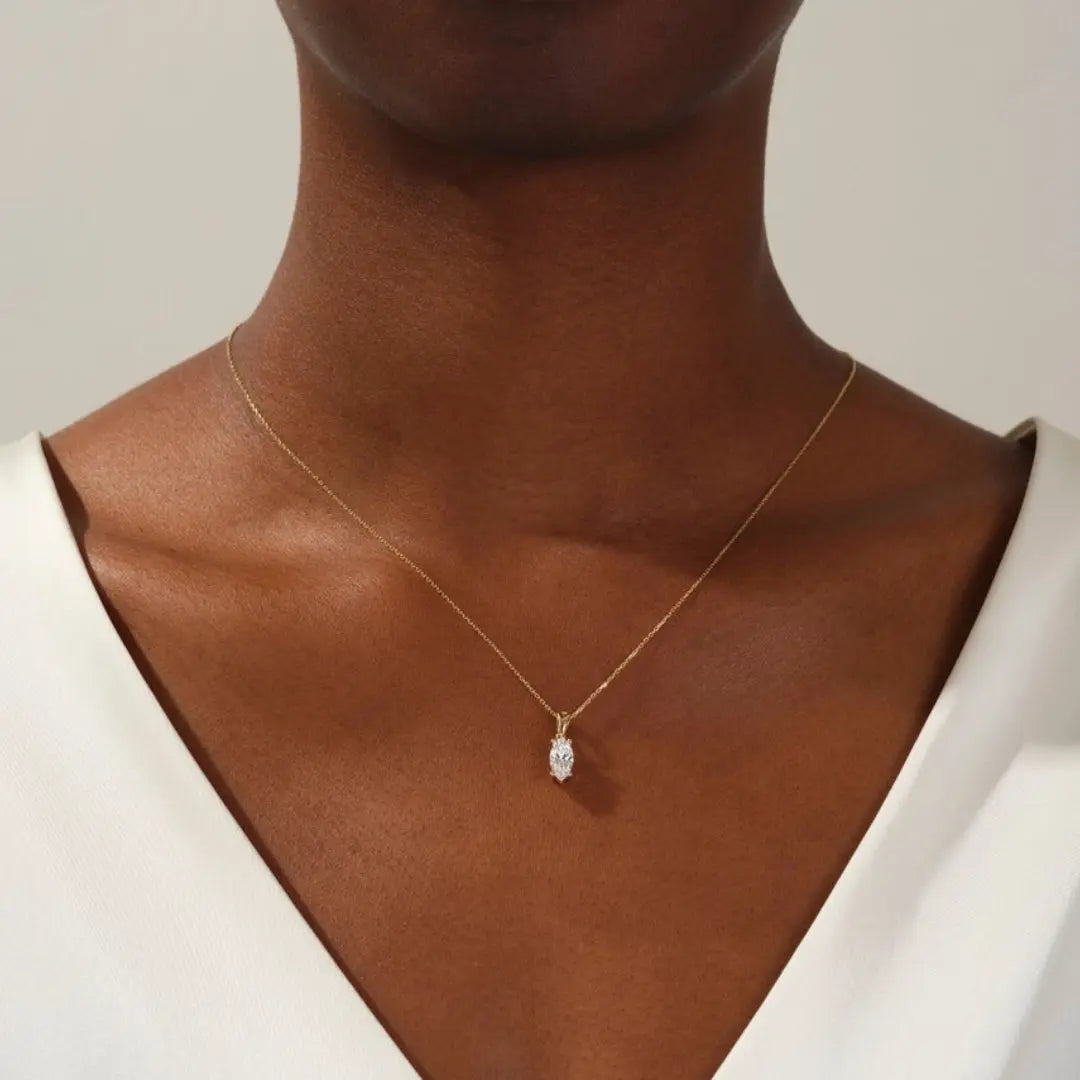 Lab Grown 1.27 CT Marquise Cut Diamond Art Deco Necklace Jewel Carts