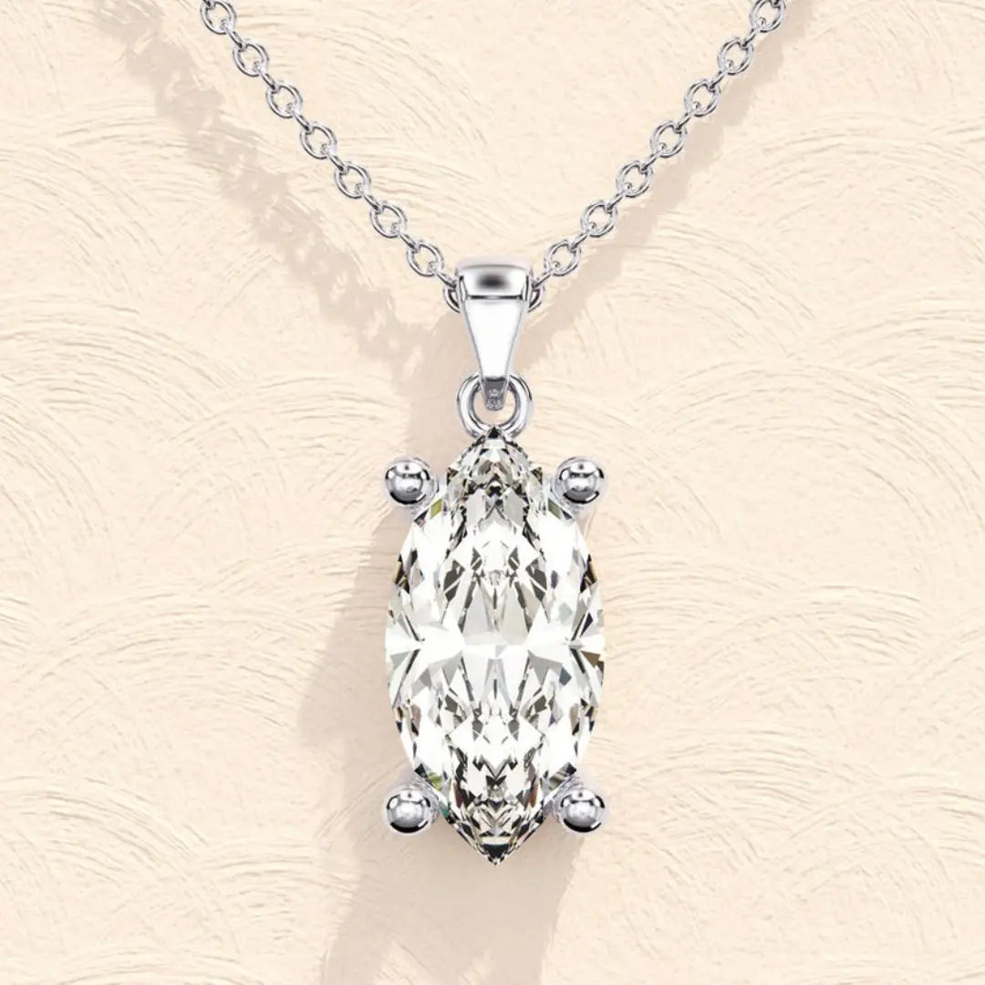 Lab Grown 1.27 CT Marquise Cut Diamond Art Deco Necklace Jewel Carts