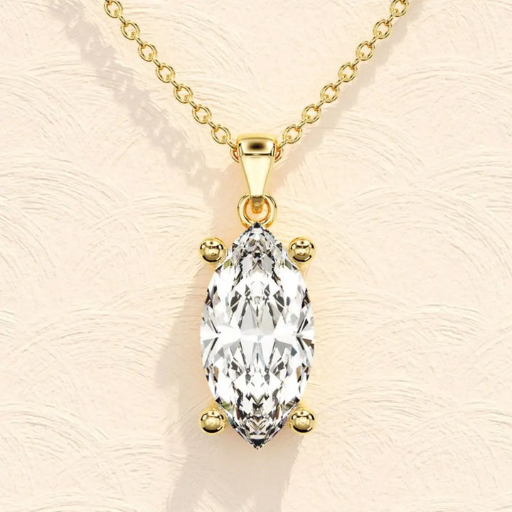Lab Grown 1.27 CT Marquise Cut Diamond Art Deco Necklace Jewel Carts