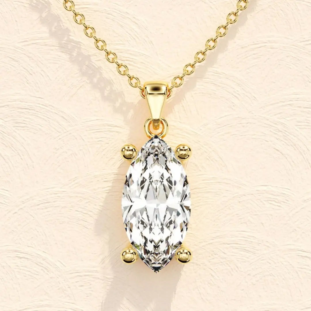 Lab Grown 1.27 CT Marquise Cut Diamond Art Deco Necklace Jewel Carts