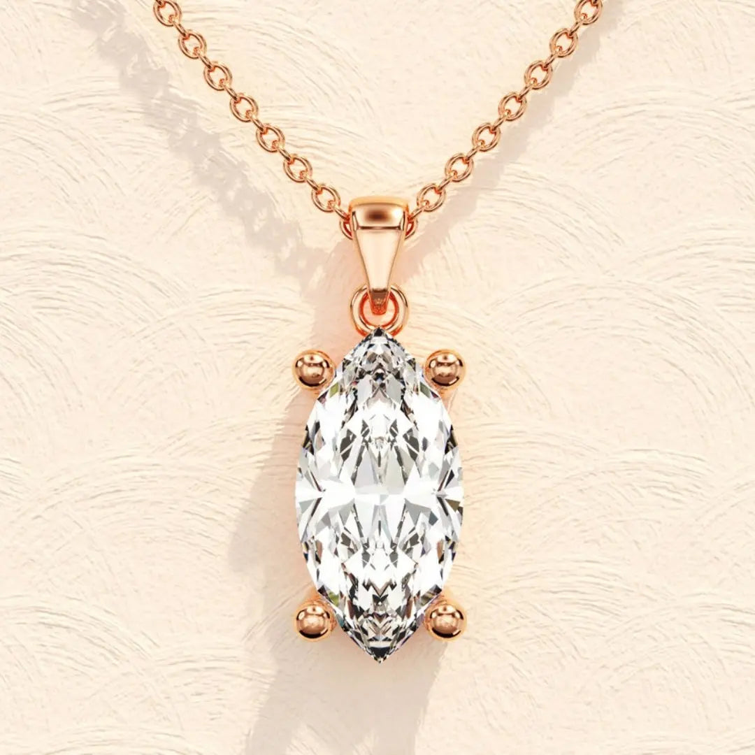 Lab Grown 1.27 CT Marquise Cut Diamond Art Deco Necklace Jewel Carts