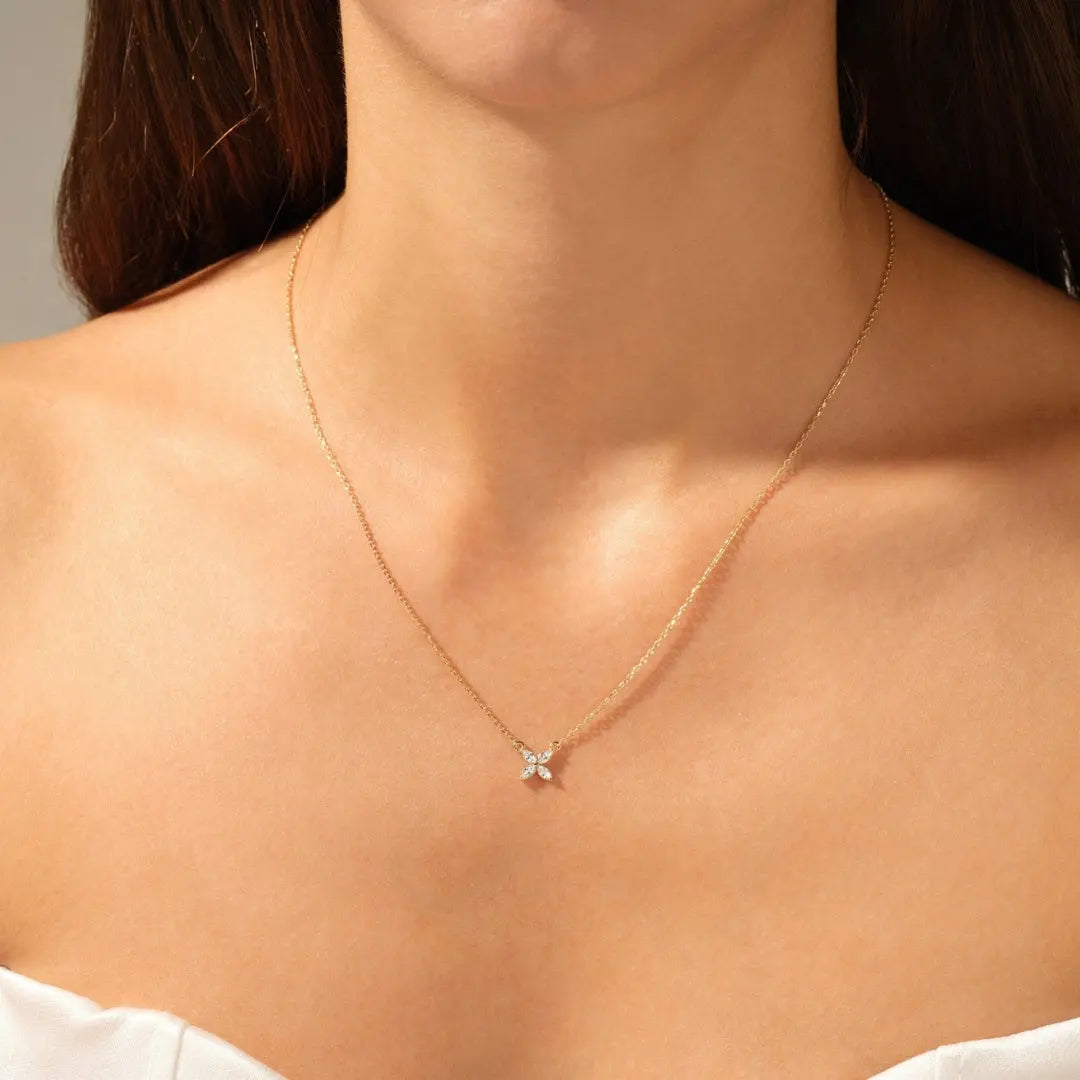 Lab Grown 1.90 CT Marquise Cut Diamond Art Nouveau Necklace Jewel Carts