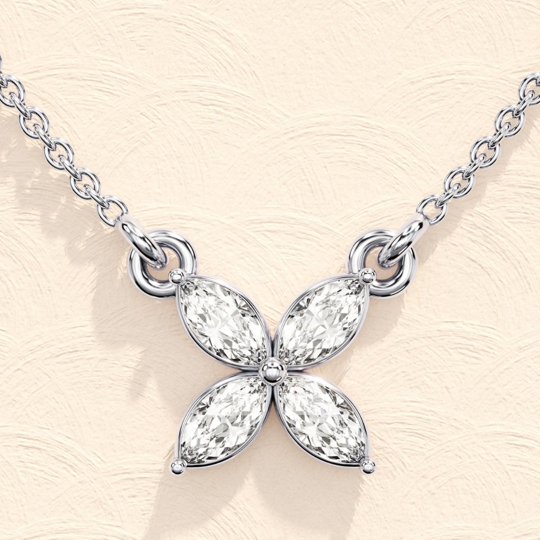 Lab Grown 1.90 CT Marquise Cut Diamond Art Nouveau Necklace Jewel Carts