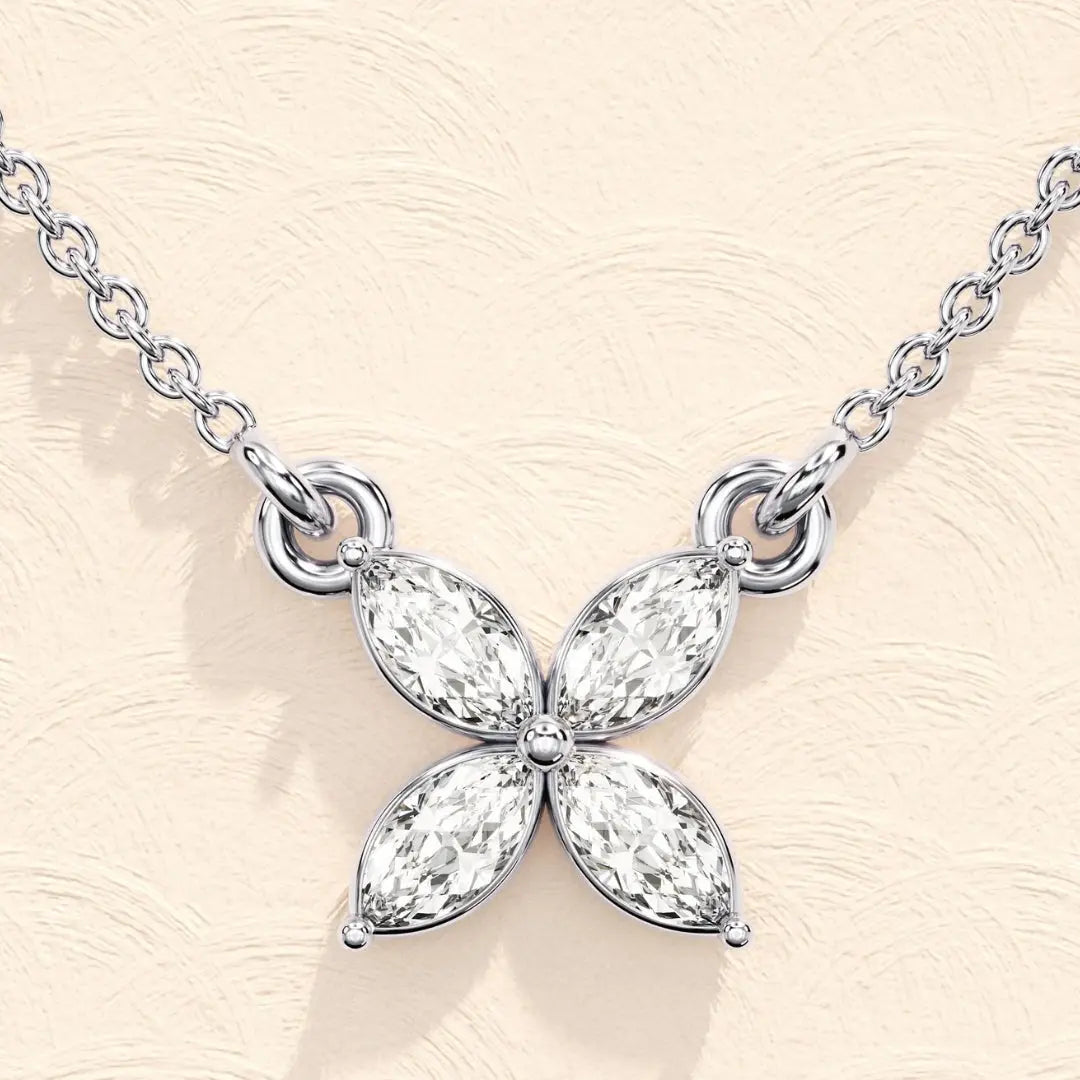 Lab Grown 1.90 CT Marquise Cut Diamond Art Nouveau Necklace Jewel Carts