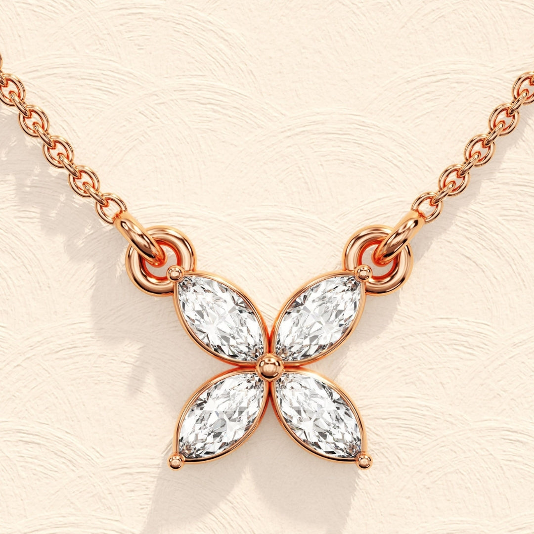 Lab Grown 1.90 CT Marquise Cut Diamond Art Nouveau Necklace Jewel Carts