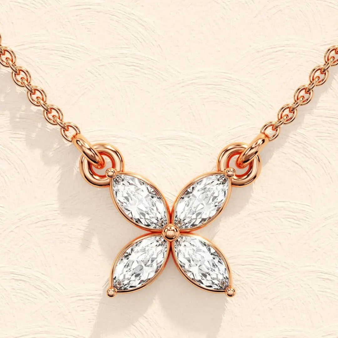 Lab Grown 1.90 CT Marquise Cut Diamond Art Nouveau Necklace Jewel Carts