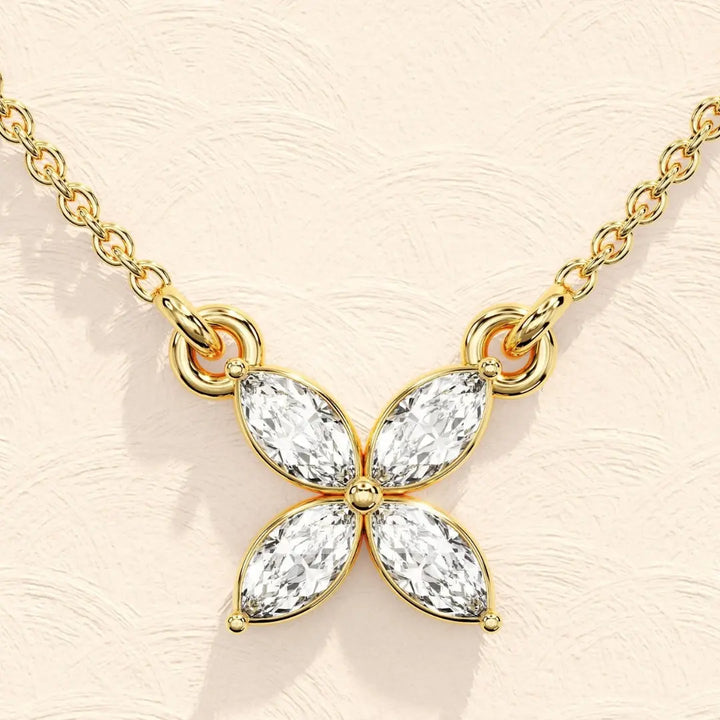 Lab Grown 1.90 CT Marquise Cut Diamond Art Nouveau Necklace Jewel Carts