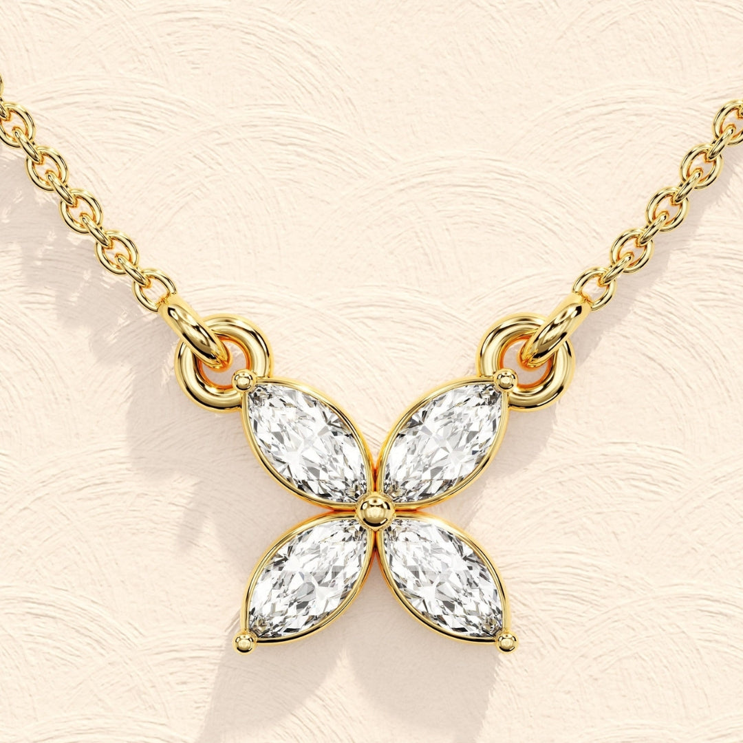 Lab Grown 1.90 CT Marquise Cut Diamond Art Nouveau Necklace Jewel Carts