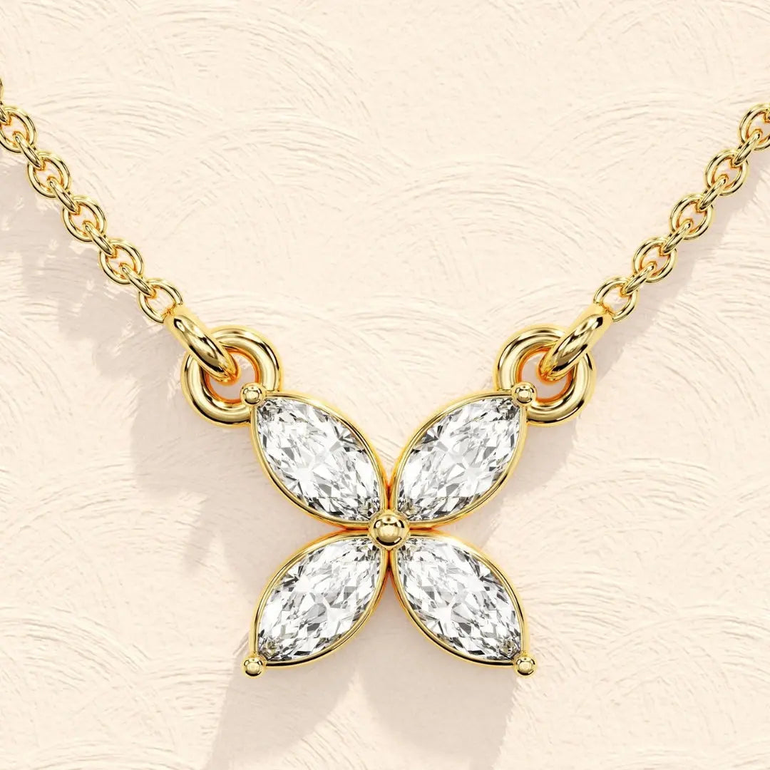 Lab Grown 1.90 CT Marquise Cut Diamond Art Nouveau Necklace Jewel Carts