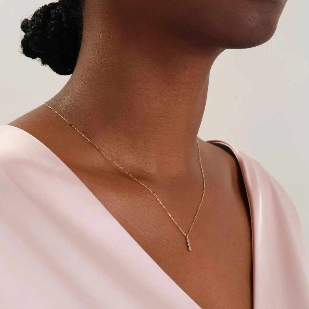 Lab Grown 1.10 CT Round Cut Diamond Mid-Century Necklace Jewel Carts