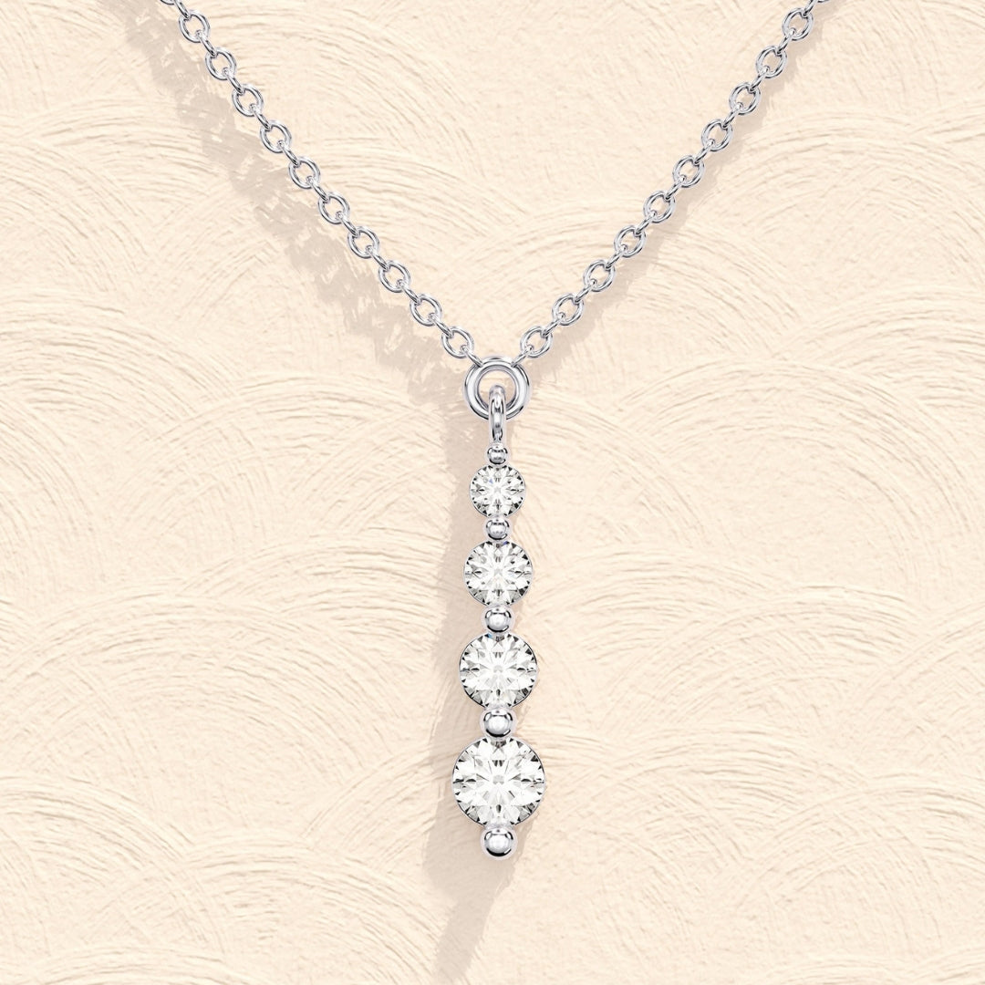 Lab Grown 1.10 CT Round Cut Diamond Mid-Century Necklace Jewel Carts