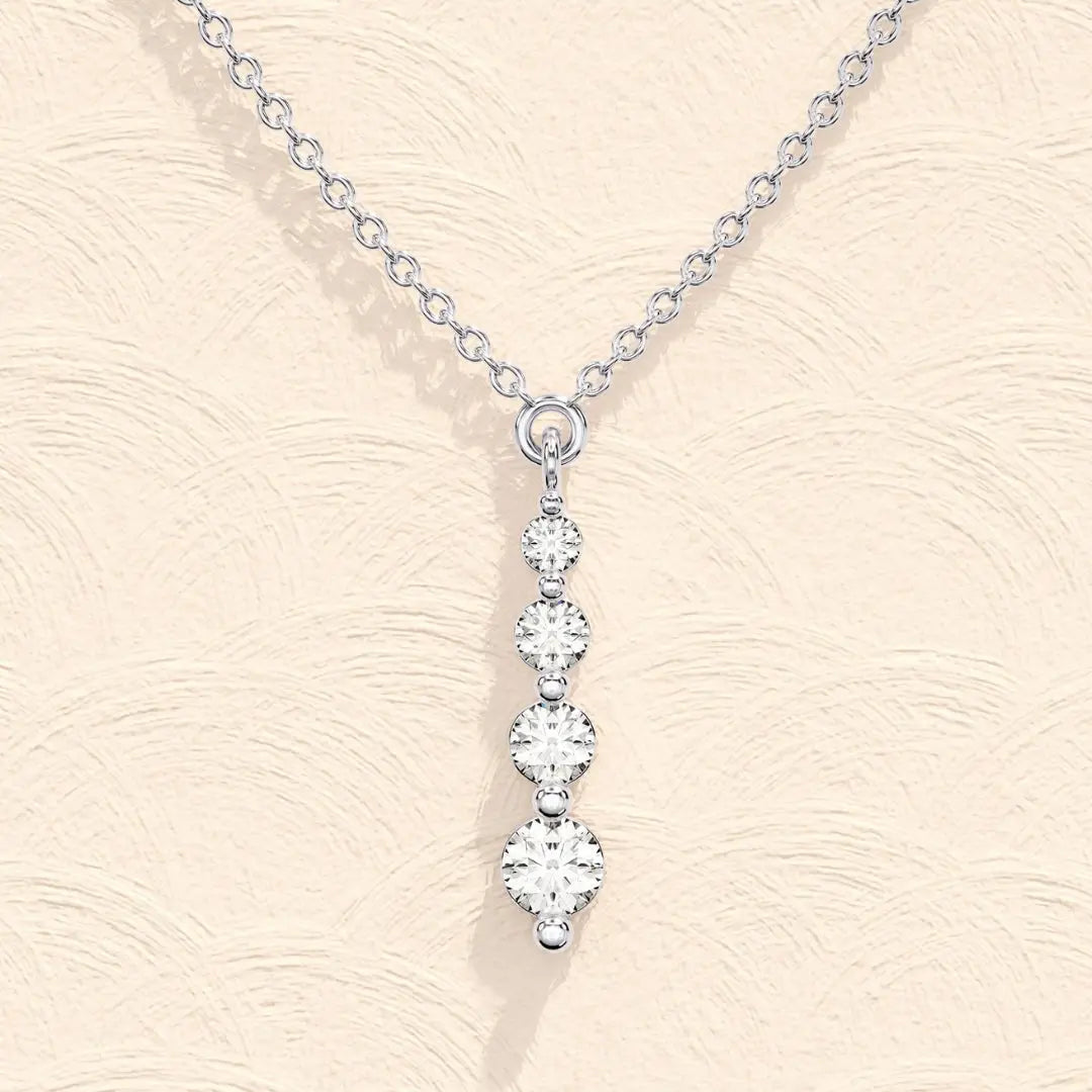 Lab Grown 1.10 CT Round Cut Diamond Mid-Century Necklace Jewel Carts