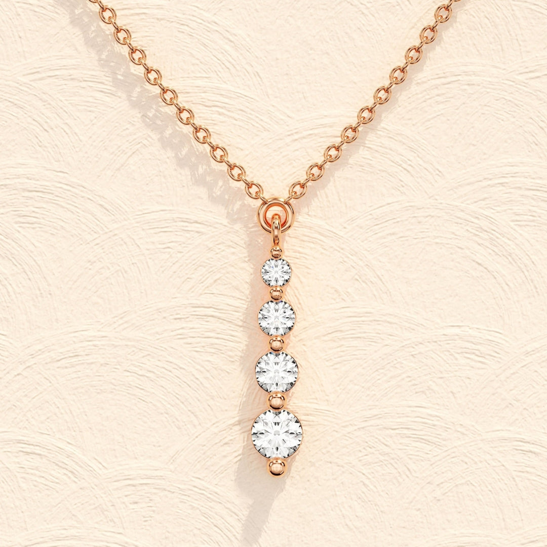 Lab Grown 1.10 CT Round Cut Diamond Mid-Century Necklace Jewel Carts