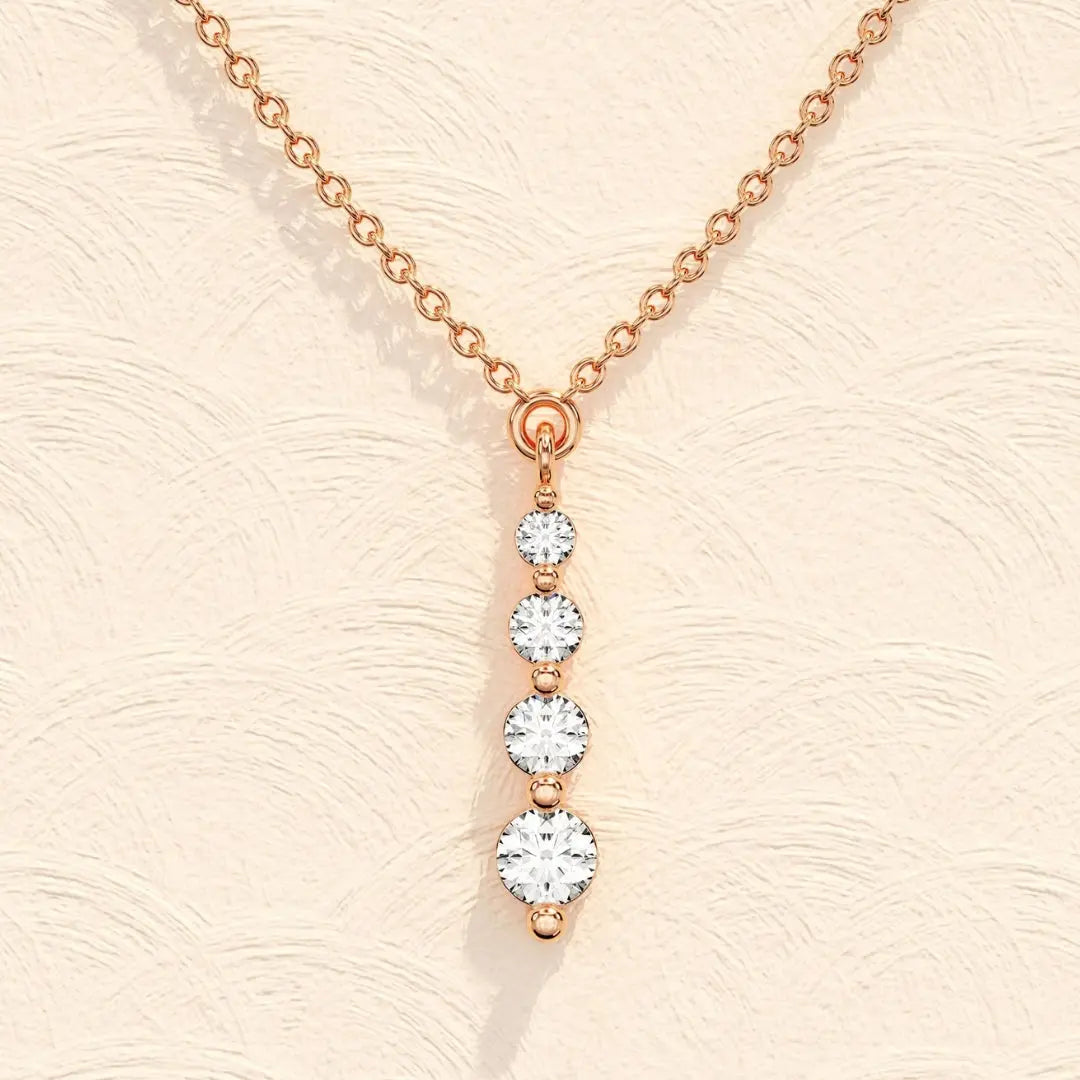 Lab Grown 1.10 CT Round Cut Diamond Mid-Century Necklace Jewel Carts