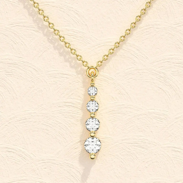 Lab Grown 1.10 CT Round Cut Diamond Mid-Century Necklace Jewel Carts