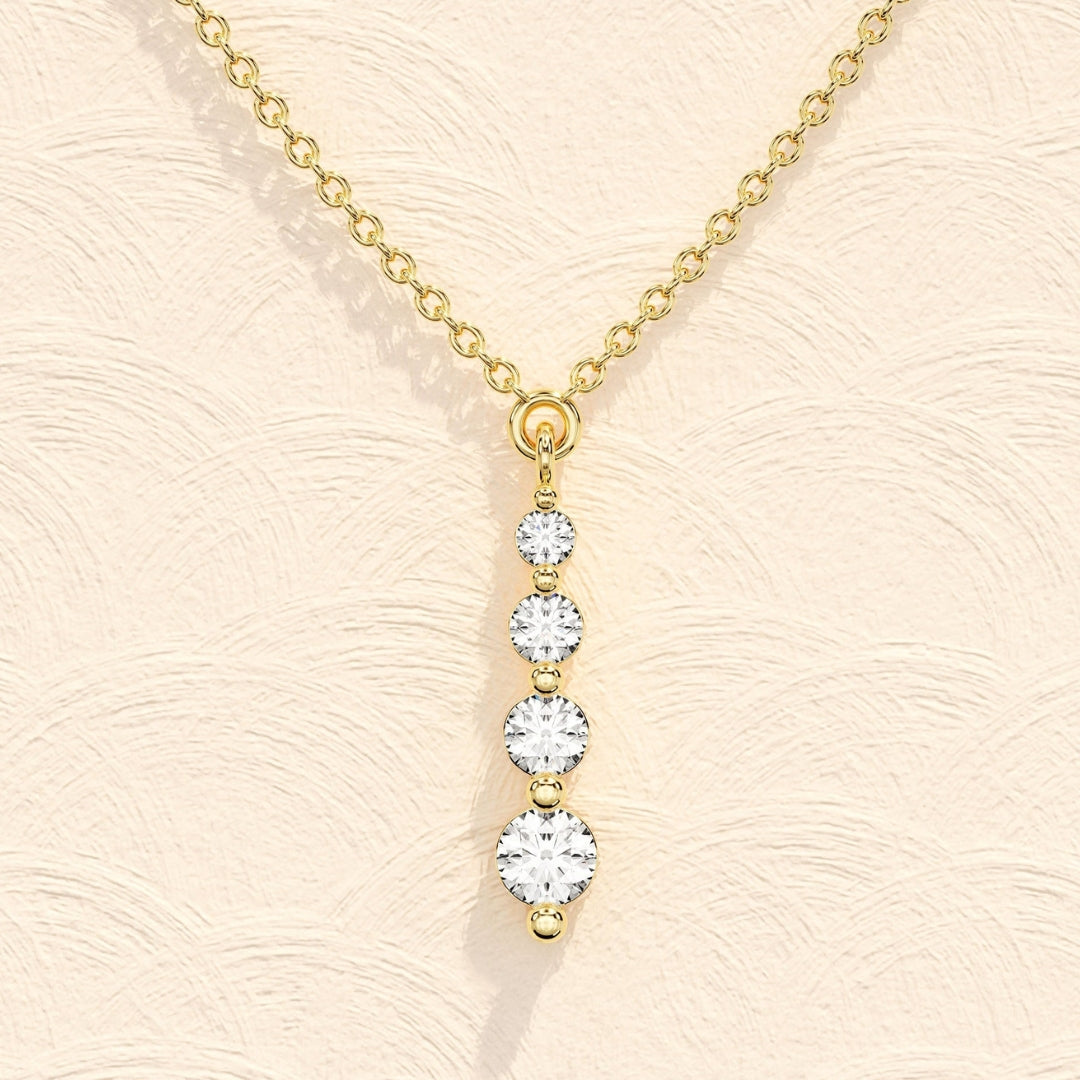 Lab Grown 1.10 CT Round Cut Diamond Mid-Century Necklace Jewel Carts